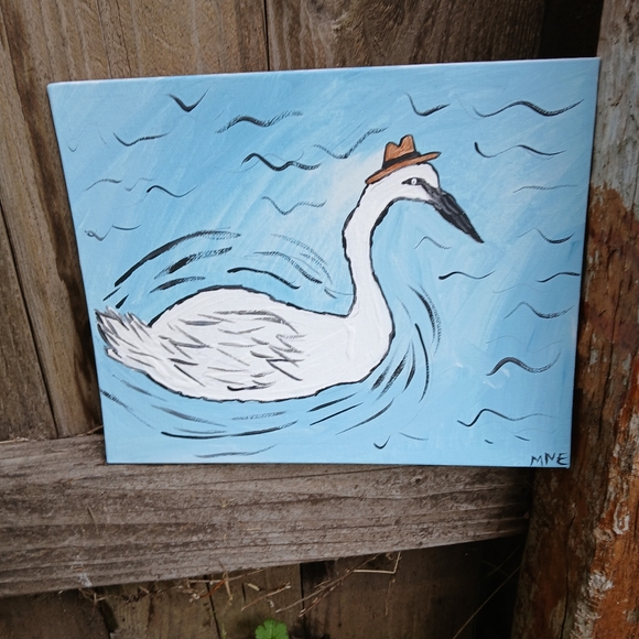 Swan with Hat Canvas Art Original Art - Picture 9 of 12